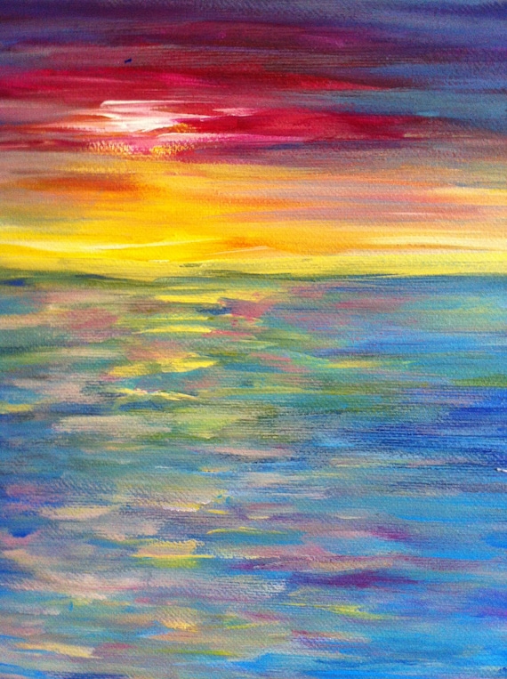 Items similar to Sunset, 8x10 Acrylic on Etsy