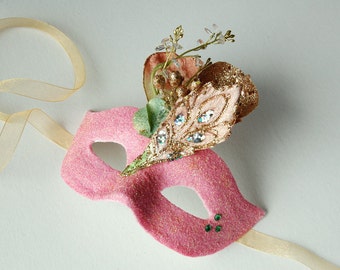 MASK -Salmon Delight- masquerade mask, Mardi Gras,ballroom, fairy, Venetian, Halloween
