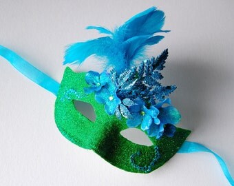 MASK- Frosted Green Apple - masquerade mask, Mardi Gras, ballroom, fairy, Venetian, Halloween