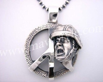 Sterling Silver Peace Army Soldier Pendant Medallion