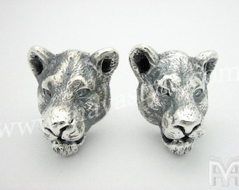 Sterling Silver & Gold Lioness Earrings