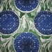 Huge scale vintage mod floral print fabric heavy polyester with sheen and drape blue green leafy