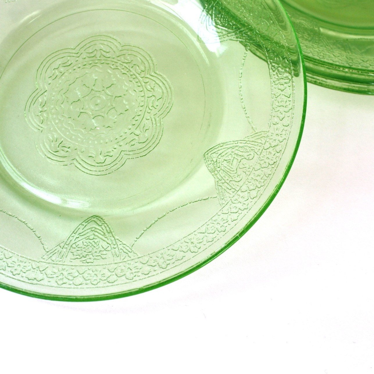 Vintage Green Glass Dessert Plates by vincavintage on Etsy
