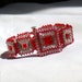 Red and Silver Beadwoven Bracelet with Swarovski Elements and Sterling Silver clasp