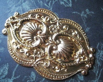 Brass Shell Stamping Rare Vintage Large Ornate