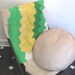 Vintage Zig Zag Handmade Crochet Blanket / Spring Sunshine and Green Grass Throw