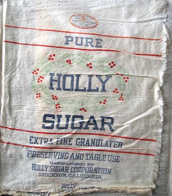 Items similar to Pair of 1950's Vintage Holly Sugar Cotton Sacks ...