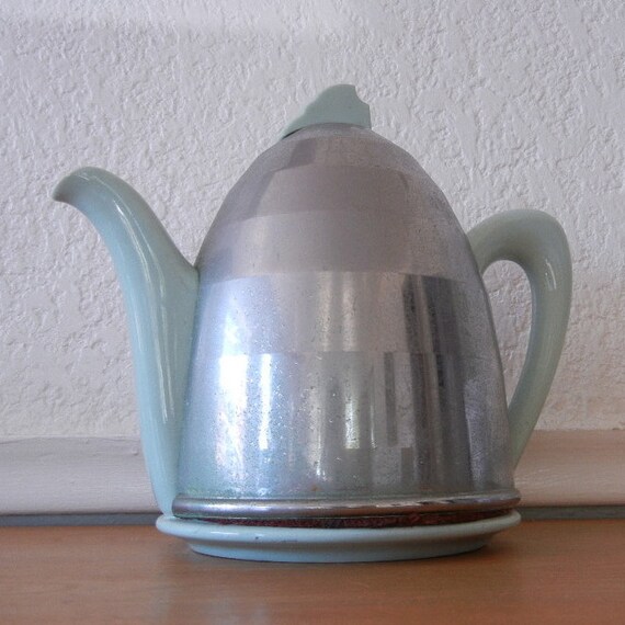 1950s Teapot Chrome & Ceramic EverHot Thermal Teapot