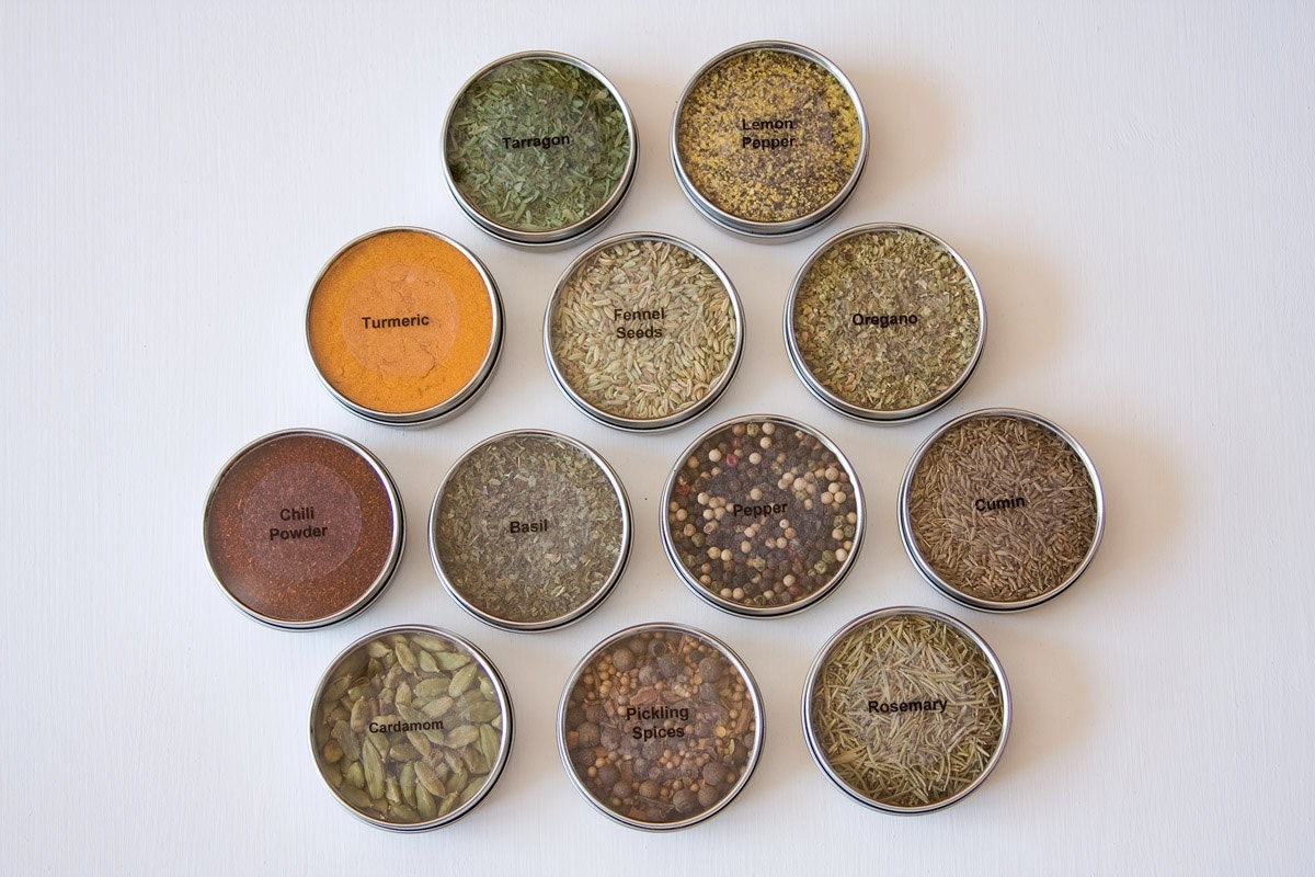 spice tins Food safe round metal tins for