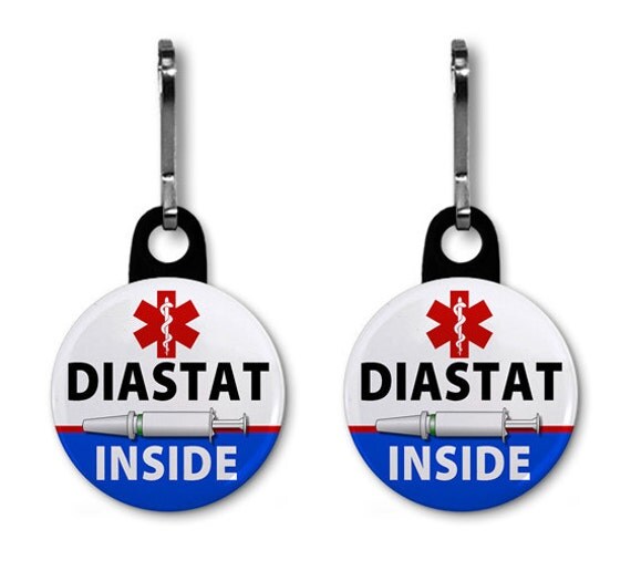 Medical Alert Diastat Inside 2 Pack of Zipper Pull Charms