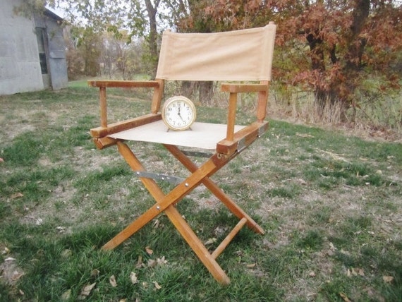 Vintage Wood & Canvas Folding Chair Camp Chair Directors