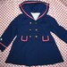 Adorable vintage 60's child girl white red navy blue sailor jacket with gold anchor buttons and stars