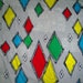 Large vintage 50's 60's red blue yellow green grey harlequin MCM fabric