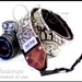 Custom listing for Evelyn - Beautiful Handcrafted Unisex Fashion Camera Strap with Genuine Leather Ends- Midnight Blossom