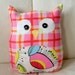 Ollie the Owlet - Stuffed Mini Owl - Bright Pink Plaid with Floral Belly