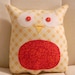 Ollie the Owlet - Stuffed Owl - Yellow Plaid with Red Belly