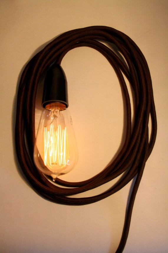Items similar to pendant black cloth cord lighting fixture hanging lamp