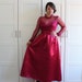 RESERVED Vintage Bridesmaid Dress, Raspberry Boho 70s Maxi Dress Formal Gown, Long Sleeve Lace Illusion Victorian Dress, size Small