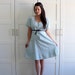 Vintage Denim Dress, Short Sleeve Button Front Blue Cotton Dress, Light Blue Stone Wash 80s Denim, size Large XL