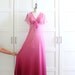 1970s Maxi Dress, Pink Ombre Dress, 70s Aline A Line Bridesmaid Dress, size Medium Large