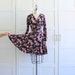 90s Grunge Floral Print Mini Dress, Button Front Long Sleeve Dress, size Medium Large