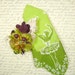 Vintage Ballerina Hankie and Matching Mini Corsage Pin Tiny Dancer Gift Set Chartreuse Lime Velvet Millinery CIJ SALE