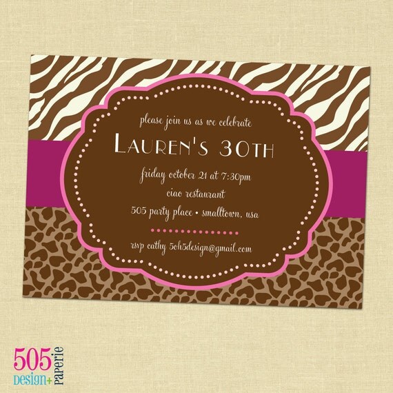 Animal Print Invitation - Printable Zebra Invitation Il_570xn