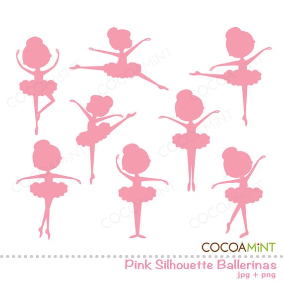 Pink Silhouette Ballerina Clip Art by cocoamint on Etsy