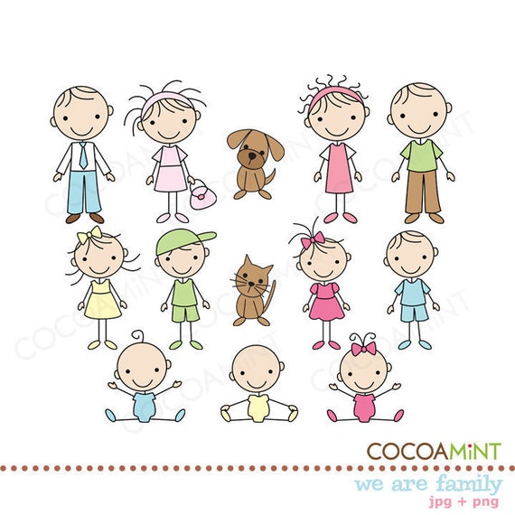 We are Family Stick Figures Clip Art Il_570xn