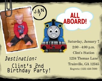 5 x 7 Printed Invitation- Thomas the train