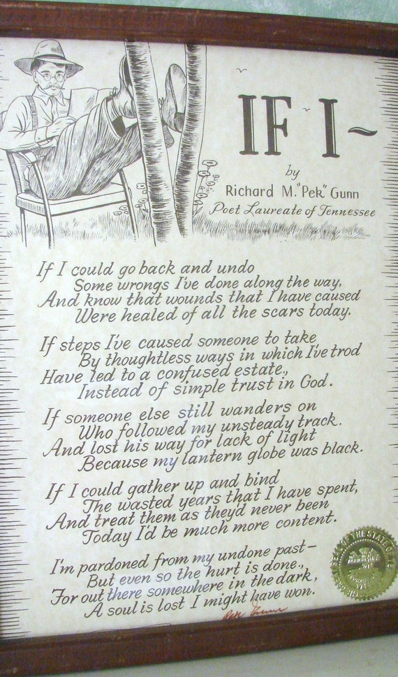 Framed poem IF I by Richard M. Pek Gunn Poet by patishouse