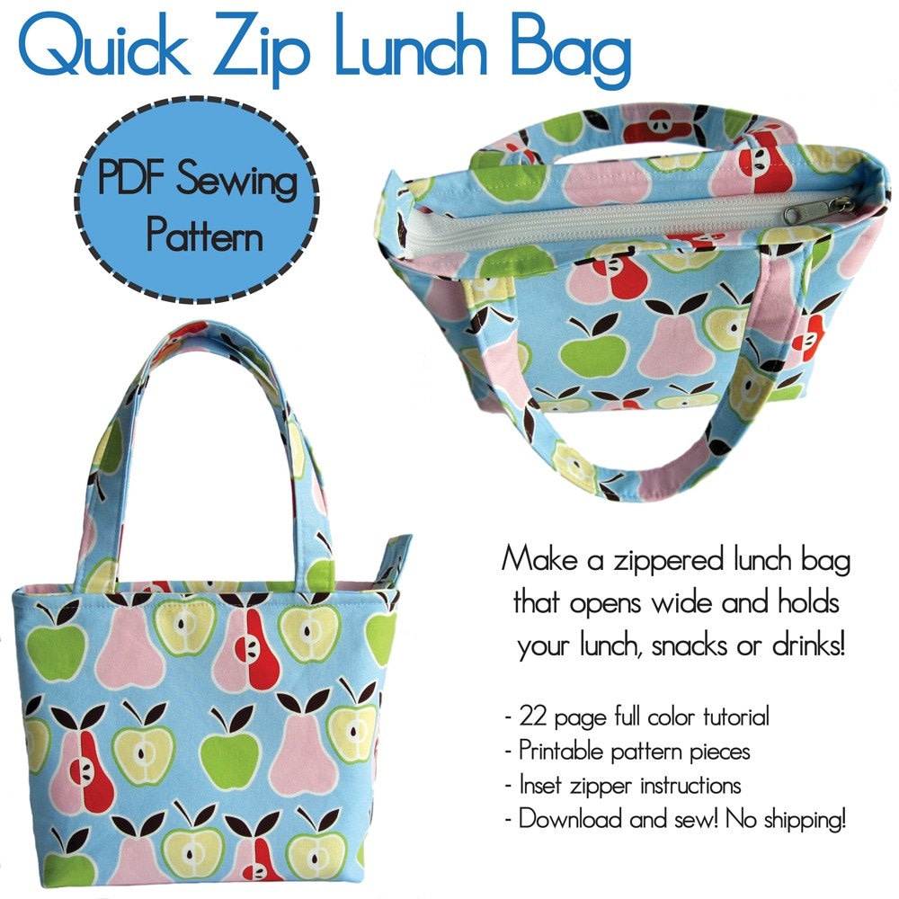 Download Quick Zip Lunch Bag PDF Sewing Pattern