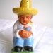 Cowboy, Western, Mexican, Man, Vintage,Sugar Shaker, Yellow hat , Ceramic, Made in Japan, 1940s