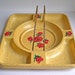 Mid Century Tray, Vintage Tray, Yellow, Roses, Party, Handled, Barware, Retro, 1960s
