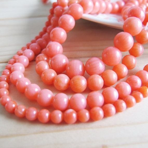 Bulk coral beads 4 strands 10mm 8mm 7mm 6mm round pink by FARRAgem