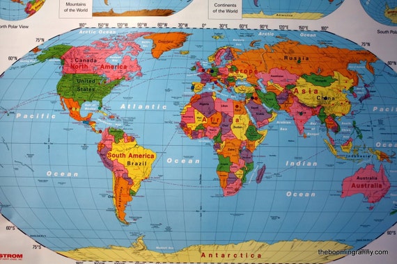 Nystrom World & United States Pull Down School Map Markable