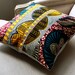 OOAK Patchwork Pillow cover - wax print batik/ "grain sack" gray burlap - 16 x 16 inches (40cms)