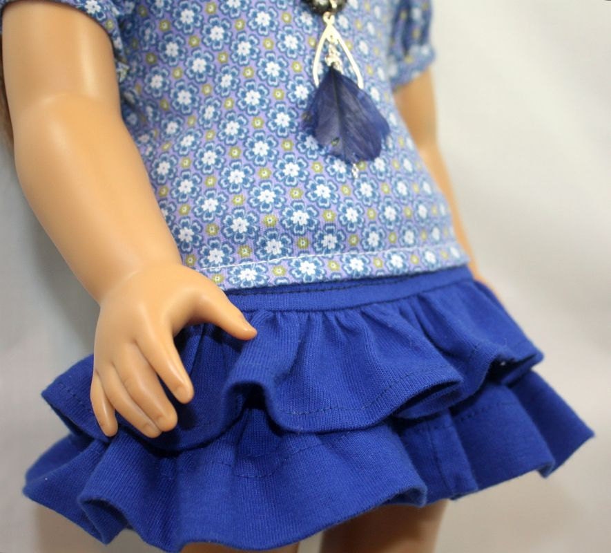 American Girl Doll clothes Ruffled Skirt Shirt and Necklace