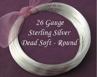 Round Sterling Silver Wire - 26 Gauge - Dead Soft - - 10 Ft - 26ga - DS26S10