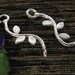 Sterling Silver Leaf Connectors - 2 Shiny Silver Branch Links - Curvy Vines - L155