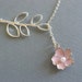 Pink Sakura Flower Lariat Necklace and Silver Branch Pendant Necklace