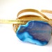Gold Leather Wrap Bracelet with Purple/Cyan Agate