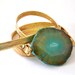 Gold Metallic Leather Wrap Bracelet with Turquoise Agate