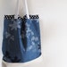 Denim canvas tote bag purse white straps