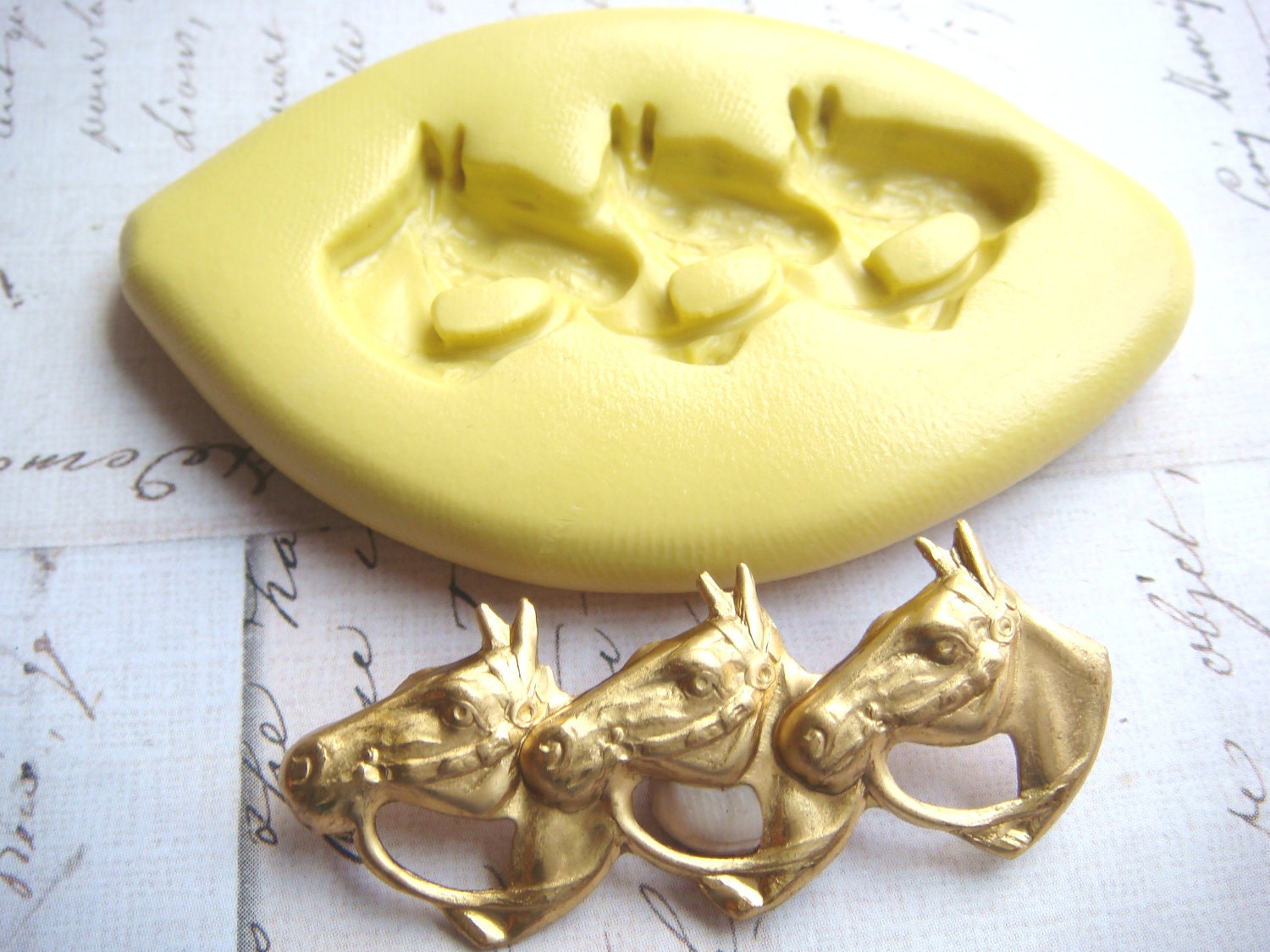 THREE HORSE HEADS Flexible Silicone Mold Push Mold