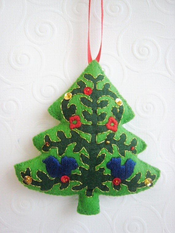 blue bird decorated tree felt ornament blue bird decorated tree felt ornament