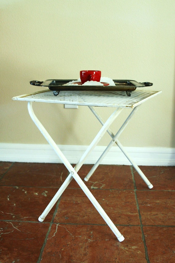 Vintage folding metal side table