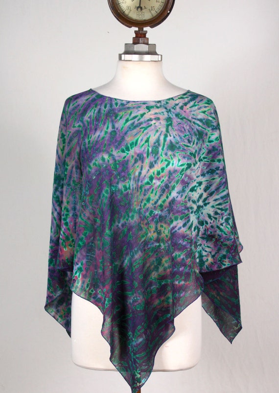 Shibori Silk Chiffon Poncho