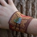 Bracelet with Handmade Glass Button - Fabric cuff