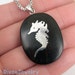 Seahorse Sterling silver inlay ebony wood Pendant with Box chain OOAK
